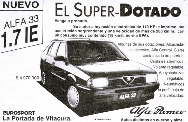 Alfa Romeo 33 Publicidad Chile 1991