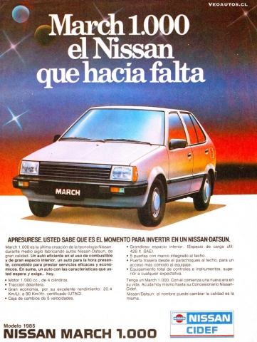 Nissan March publicidad Chile 1984